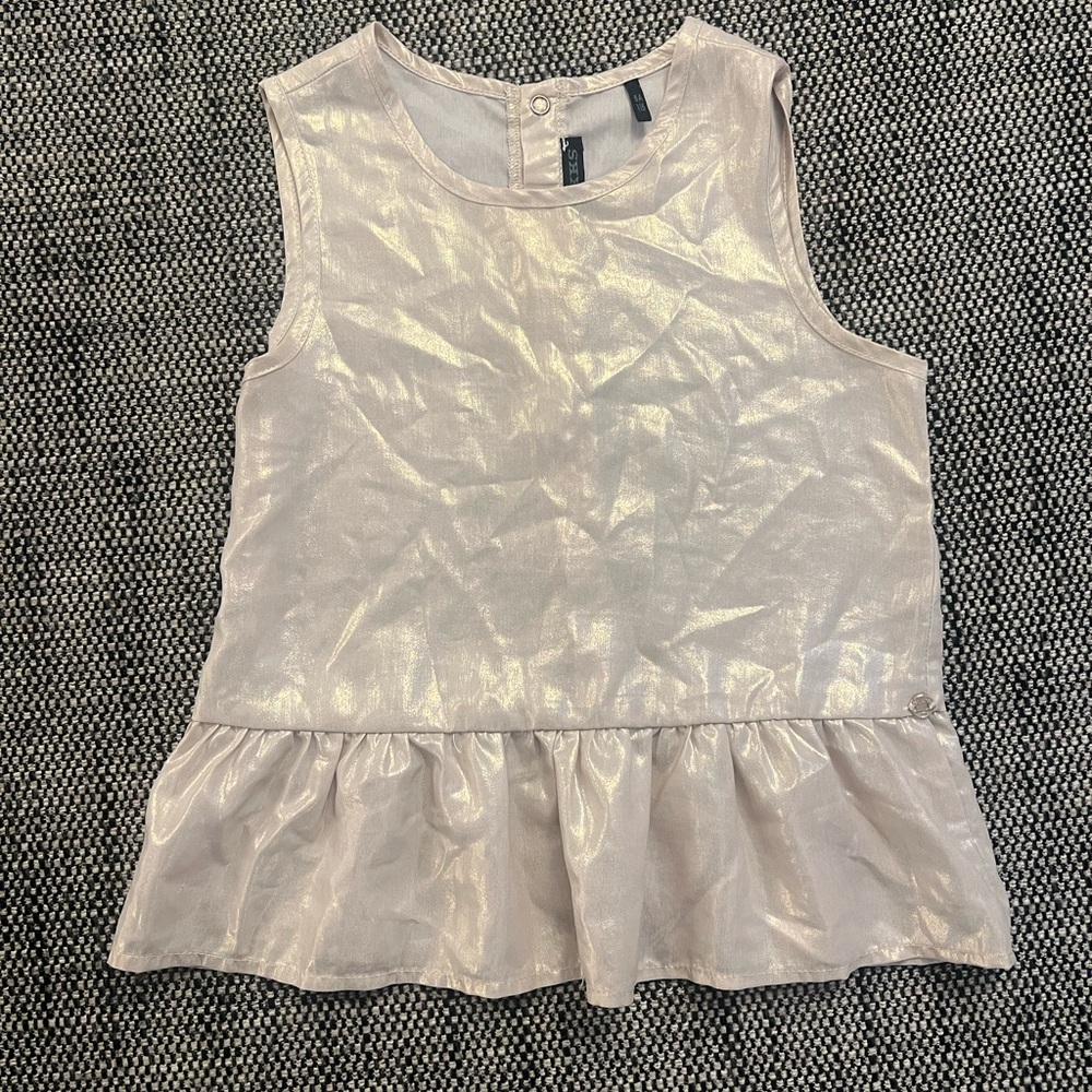 IKKS Paris Metallic Peplum Sleeveless Blouse Little Girls Size 5